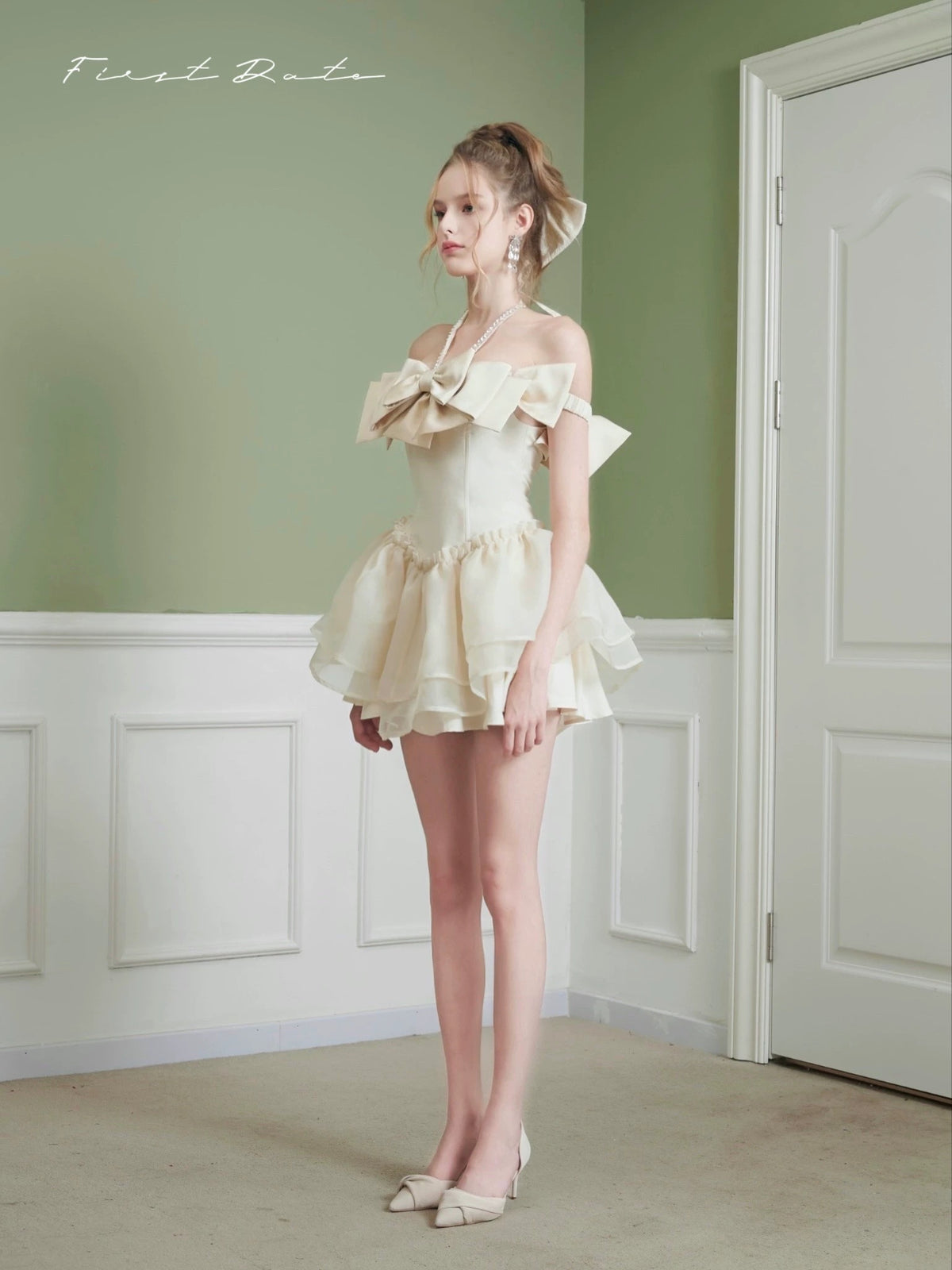 First Date Diamond-Embellished Puffy Dress
