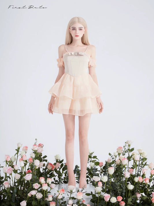 First Date Pink Ruffled Collar Dress