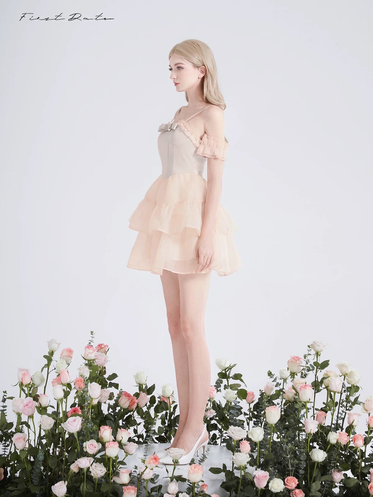 First Date Pink Ruffled Collar Dress