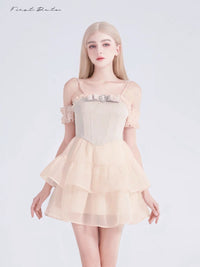 First Date Pink Ruffled Collar Dress