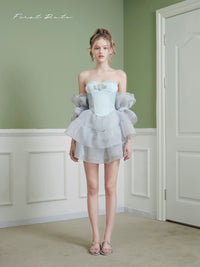 First Date Blue Mermaid Fishbone Puffy Dress