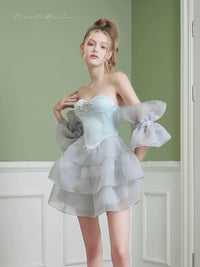 First Date Blue Mermaid Fishbone Puffy Dress