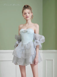 First Date Blue Mermaid Fishbone Puffy Dress
