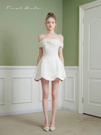 First Date Camellia Off-Shoulder Date Sweet Off-Shoulder Dress