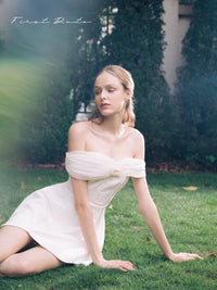 First Date Camellia Off-Shoulder Date Sweet Off-Shoulder Dress