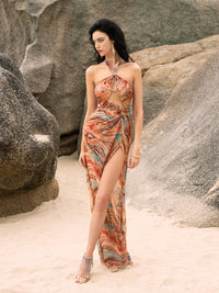 Printed Halter Maxi Dress