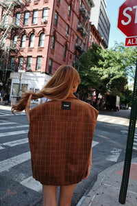 Corduroy Plaid Cargo Vest