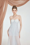 Sheer Luck Thea Sheath Mesh Backless Maxi Dress (Blue)