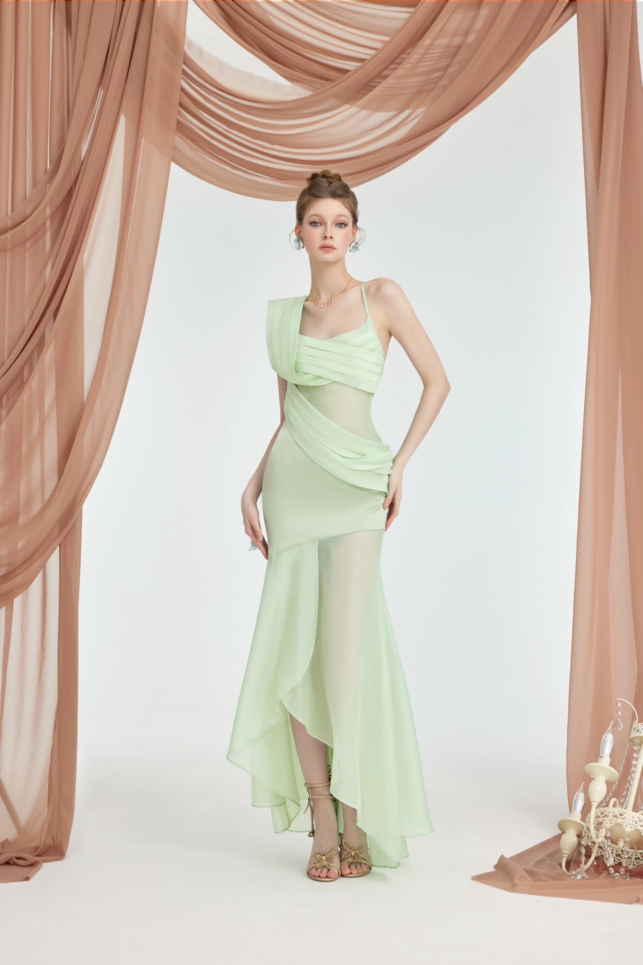 Sheer Luck Ayla Slit HemHalter Maxi Dress