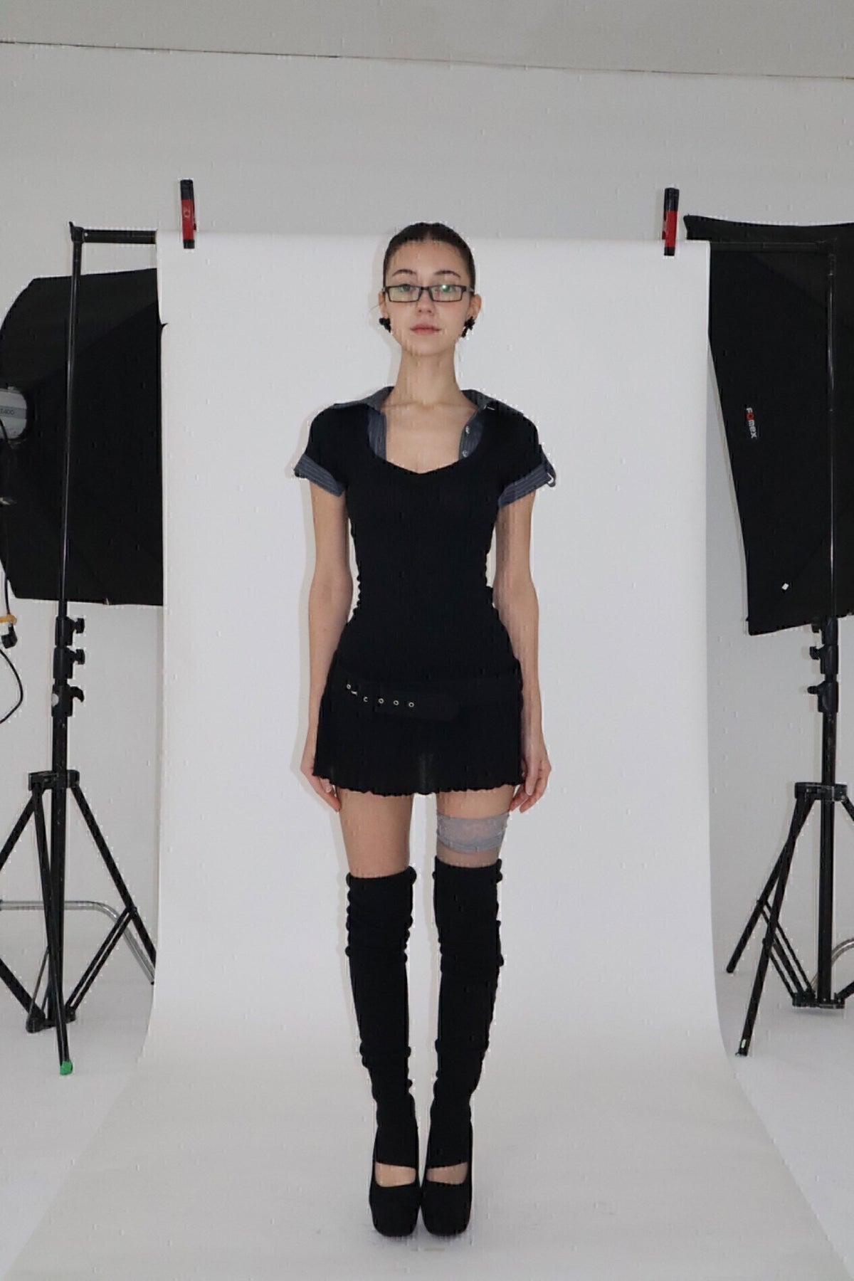 BNFROM study wasit belt dress [black]