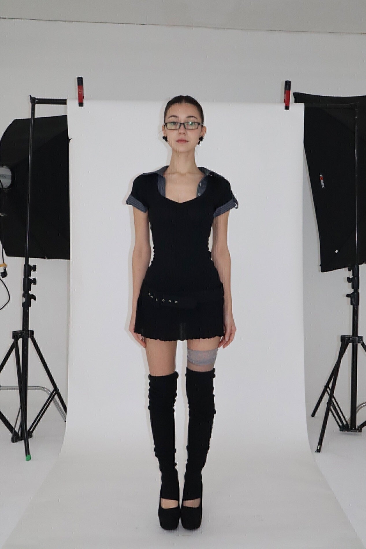BNFROM study wasit belt dress [black]