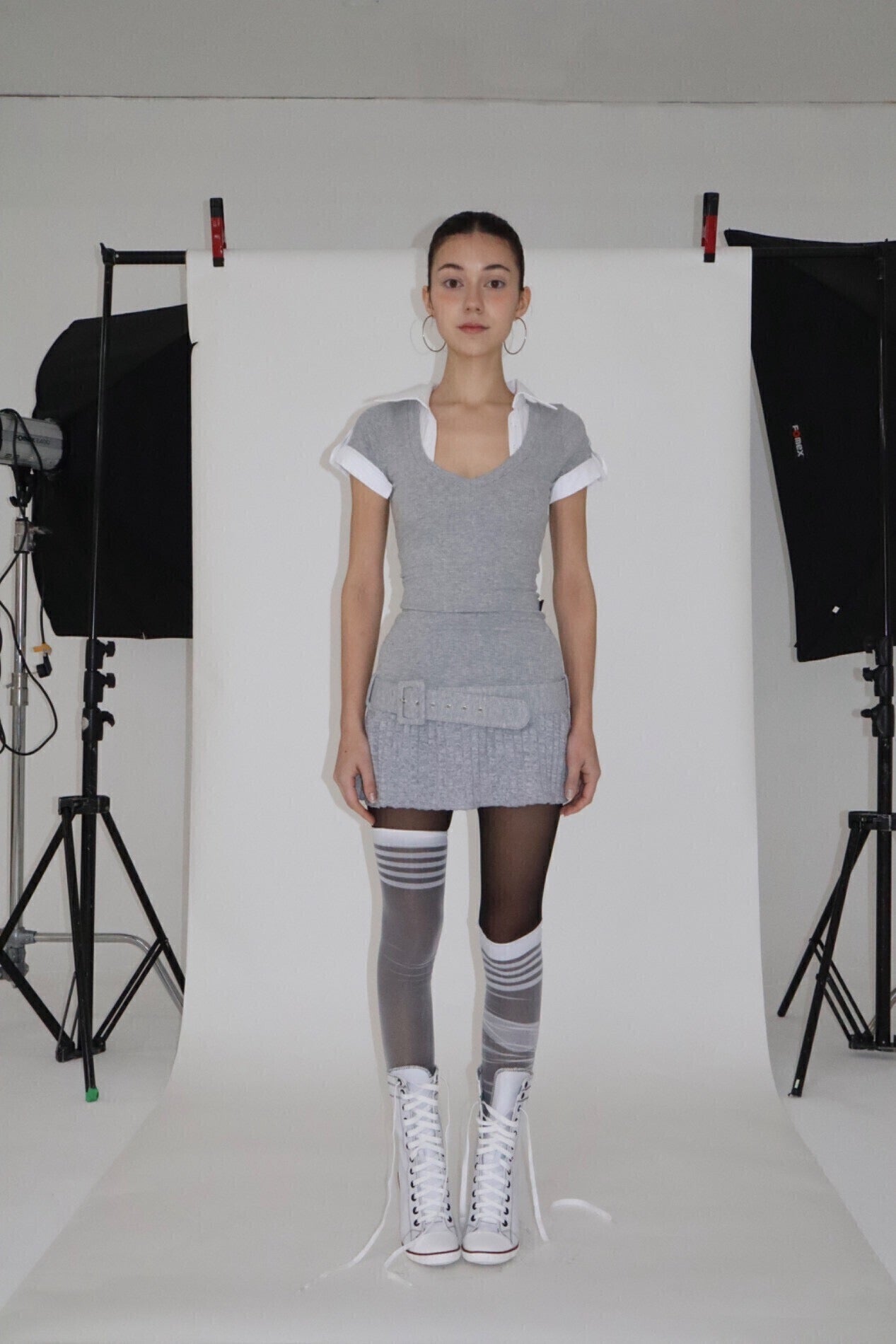 BNFROM study wasit belt dress [gray]