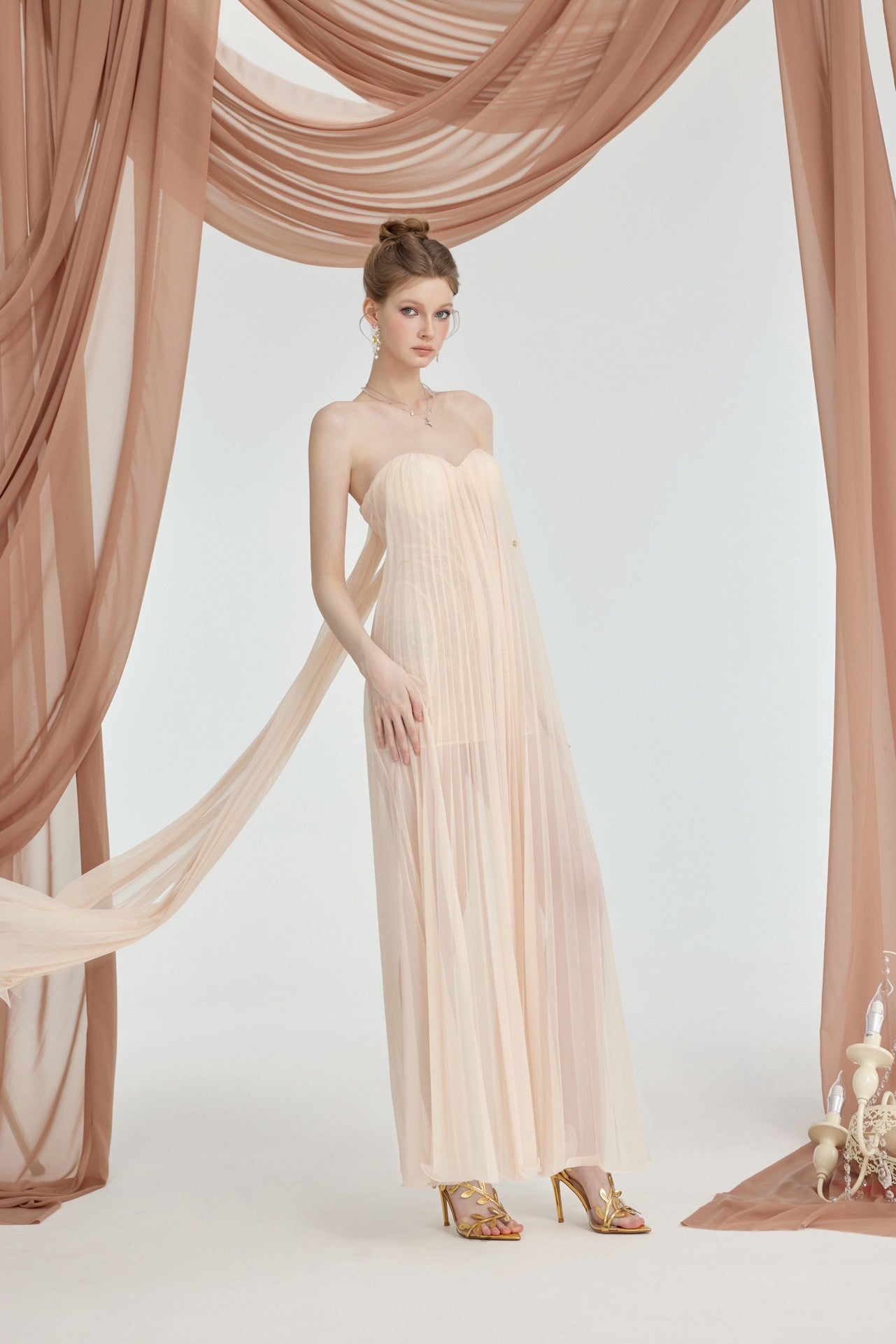 Sheer Luck Thea Sheath Mesh Backless Maxi Dress (Cream) S Sheer Luck Thea Sheath Mesh Backless Maxi Dress (Cream) S