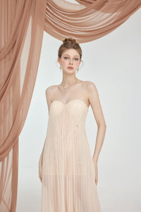 Sheer Luck Thea Sheath Mesh Backless Maxi Dress (Cream)