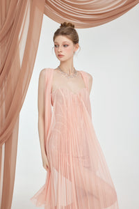 Sheer Luck Thea Sheath Mesh Backless Maxi Dress (Light Pink)