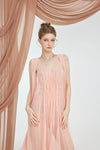 Sheer Luck Thea Sheath Mesh Backless Maxi Dress (Light Pink)