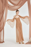Sheer Luck Thea Sheath Mesh Backless Maxi Dress (Light Brown)