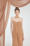 Sheer Luck Thea Sheath Mesh Backless Maxi Dress (Light Brown)