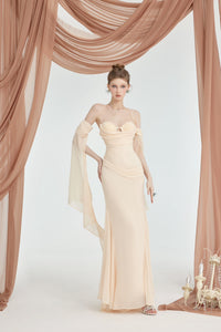 Sheer Luck Jasmine Chiffon Backless Corset Halter Maxi Skinny Dresses