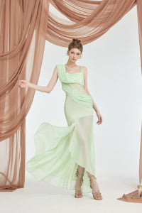Sheer Luck Ayla Slit HemHalter Maxi Dress