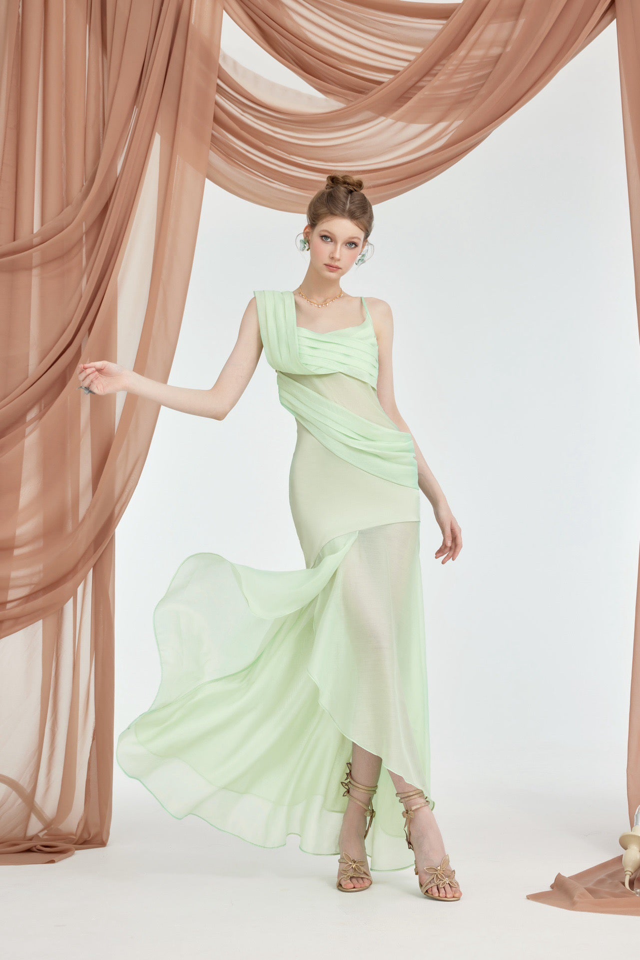 Sheer Luck Ayla Slit HemHalter Maxi Dress