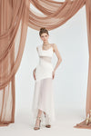 Sheer Luck Ayla Slit HemHalter Maxi Dress (White)
