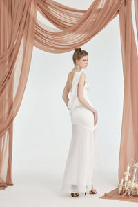Sheer Luck Ayla Slit HemHalter Maxi Dress (White)