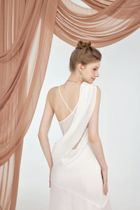 Sheer Luck Ayla Slit HemHalter Maxi Dress (White)