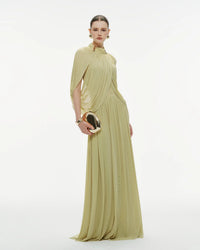 MOLLYNISTA Mesh Knit Cape Dress (Pomelo Olive)