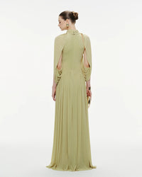 MOLLYNISTA Mesh Knit Cape Dress (Pomelo Olive)
