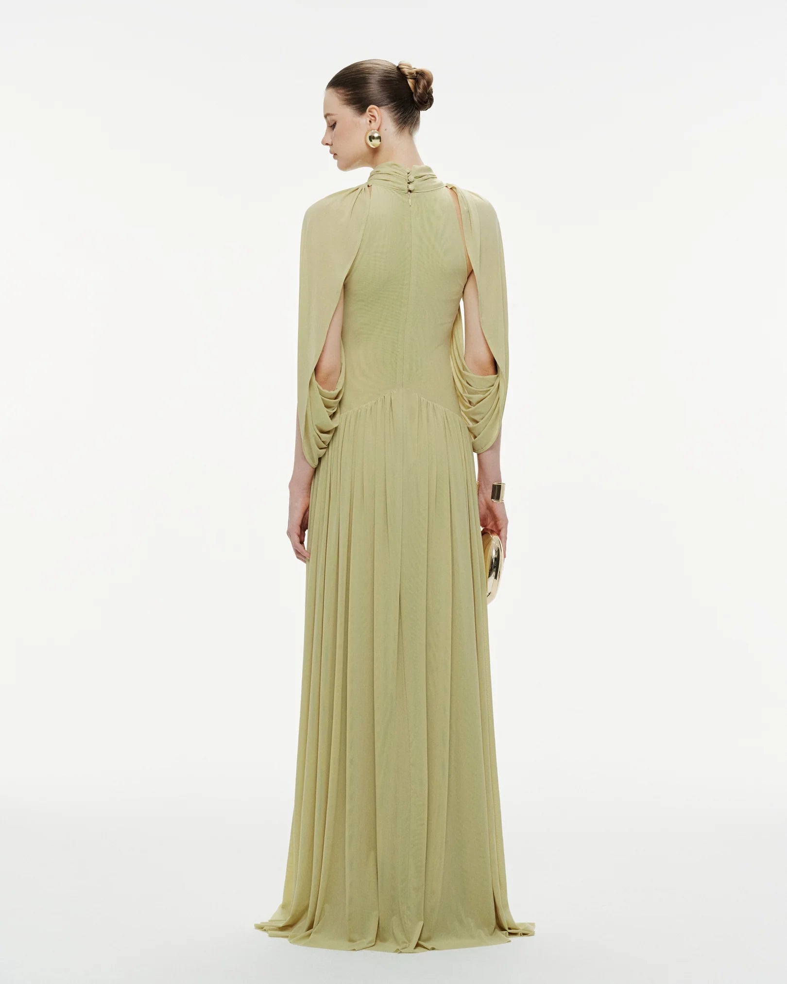 MOLLYNISTA Mesh Knit Cape Dress (Pomelo Olive)