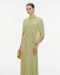 MOLLYNISTA Mesh Knit Cape Dress (Pomelo Olive)