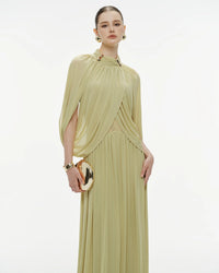 MOLLYNISTA Mesh Knit Cape Dress (Pomelo Olive)