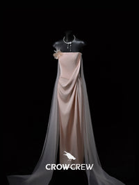 CROWCREW Pink Oriole Morning Mist Strapless Dress