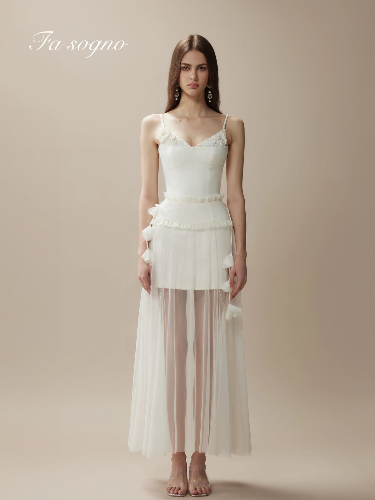 Fa Sogno White Tulle Dream Camisole Top and Skirt Set product image 1