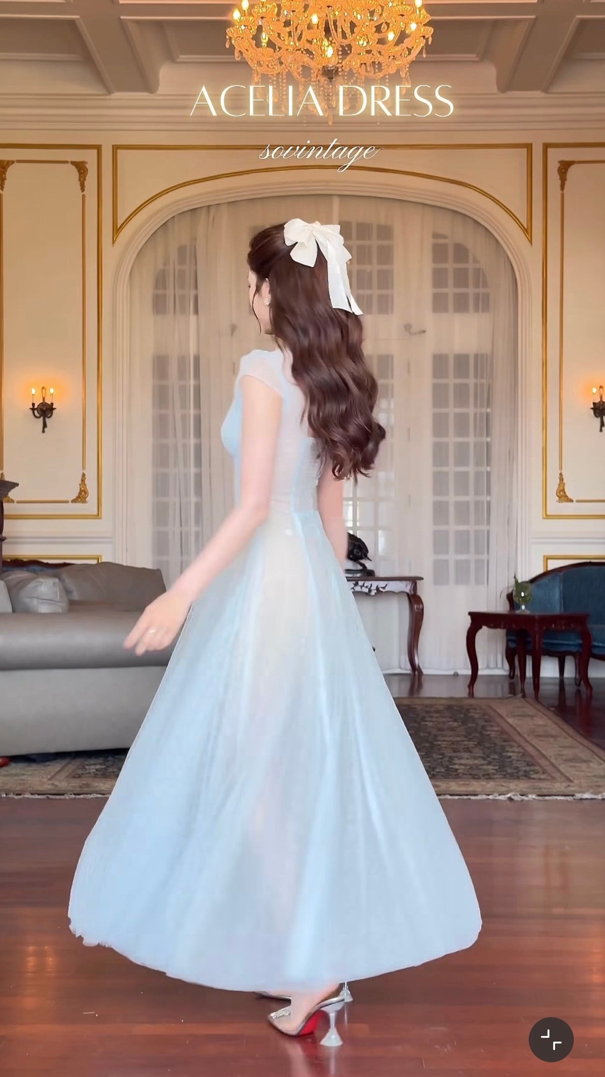 SoVintage Acelia Ice Blue V-Neck Dress