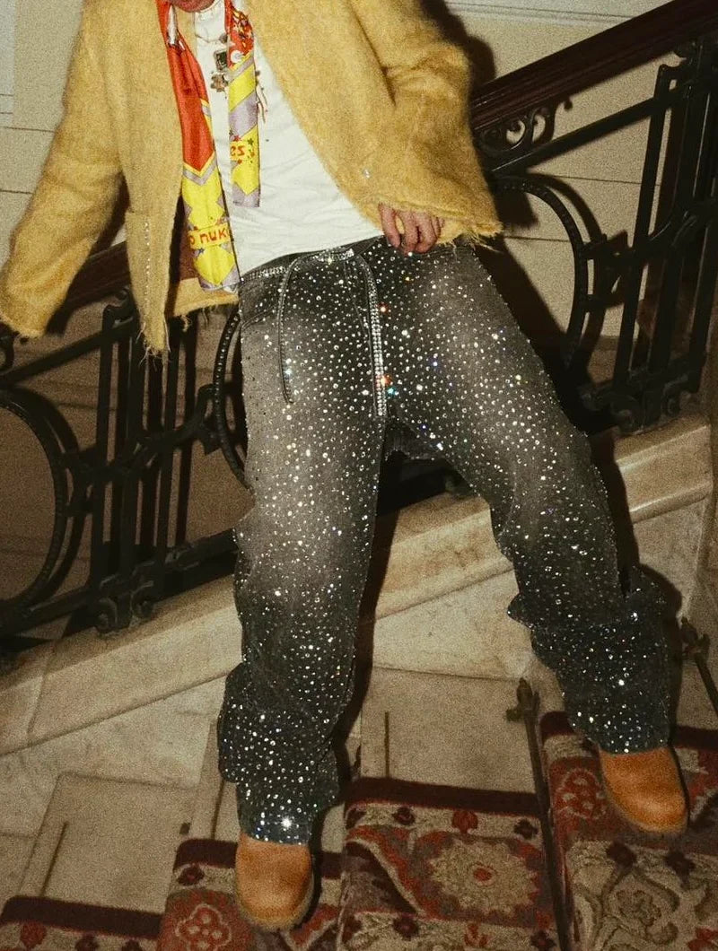 BORC Birth of Royal Child 20K Swarovski Diamond Pants Black