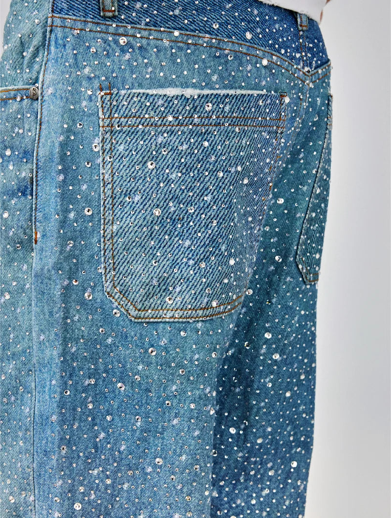 BORC Birth of Royal Child 20K Swarovski Diamond Pants Blue