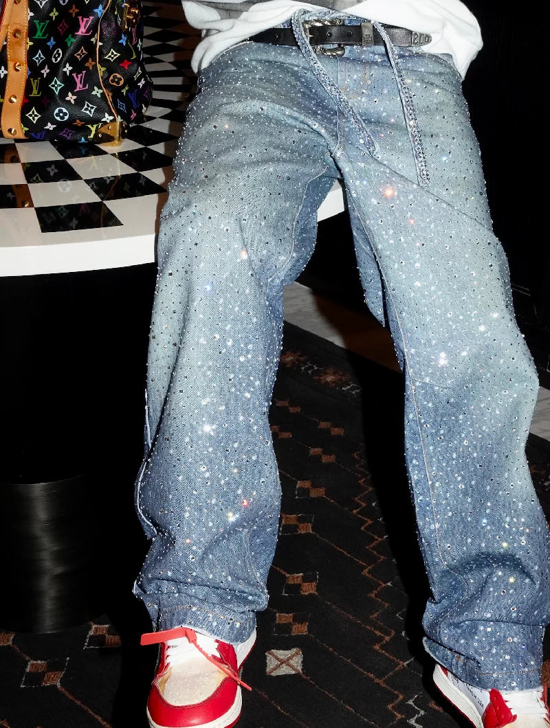 BORC Birth of Royal Child 20K Swarovski Diamond Pants Blue