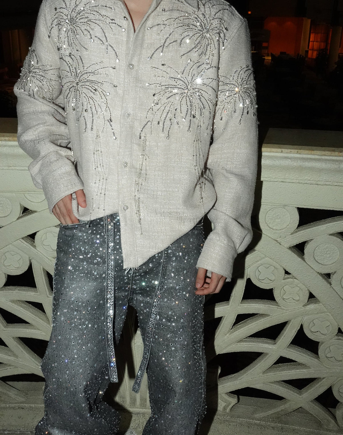BORC Birth of Royal Child Fireworks Beaded Diamond Shirt
