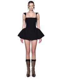 LSOUL Dercy Black Strappy Slim A-Line Dress