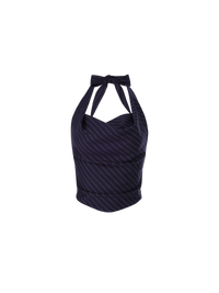 Not Your Rose Navy Striped Draped Halter Top
