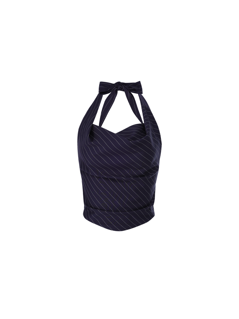 Not Your Rose Navy Striped Draped Halter Top