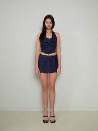 Not Your Rose Navy Striped Draped Halter Top