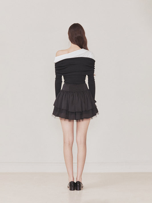 Not Your Rose Lily Off-Shoulder Long-Sleeve Top Black