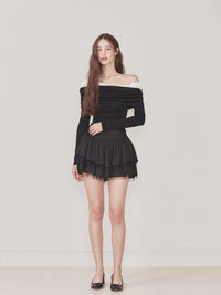 Not Your Rose Lily Off-Shoulder Long-Sleeve Top Black