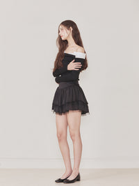 Not Your Rose Lily Off-Shoulder Long-Sleeve Top Black