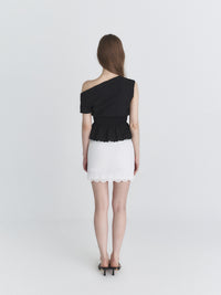 Not Your Rose Black One-Shoulder Short-Sleeve Top