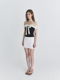 Not Your Rose Black Off-Shoulder Bow Top