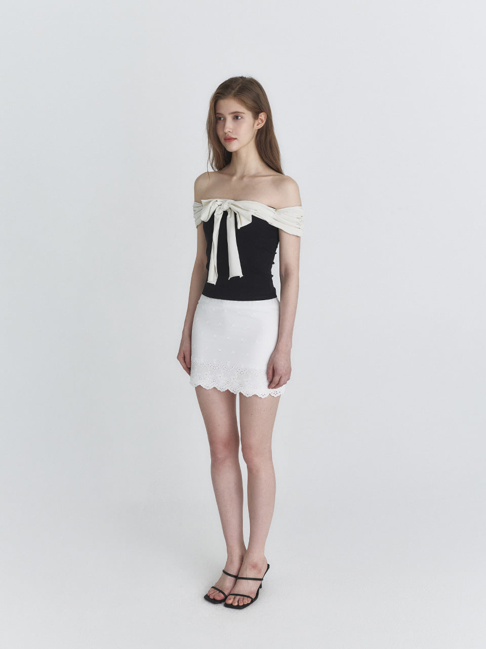 Not Your Rose Black Off-Shoulder Bow Top